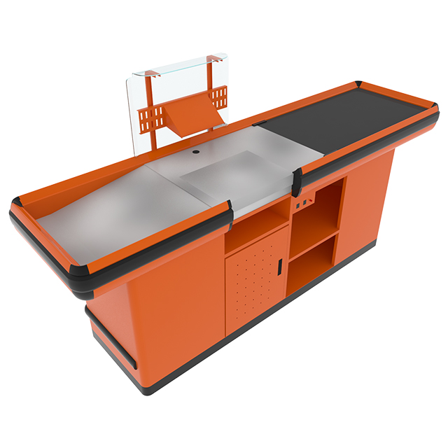 Checkout Counter with Conveyor Belt No Extra Platform